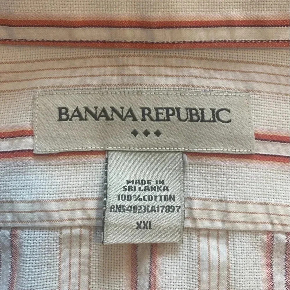 Banana Republic Men's Long Sleeve Shirt 100% Cotton‎ Cream Stripe Size XX Large